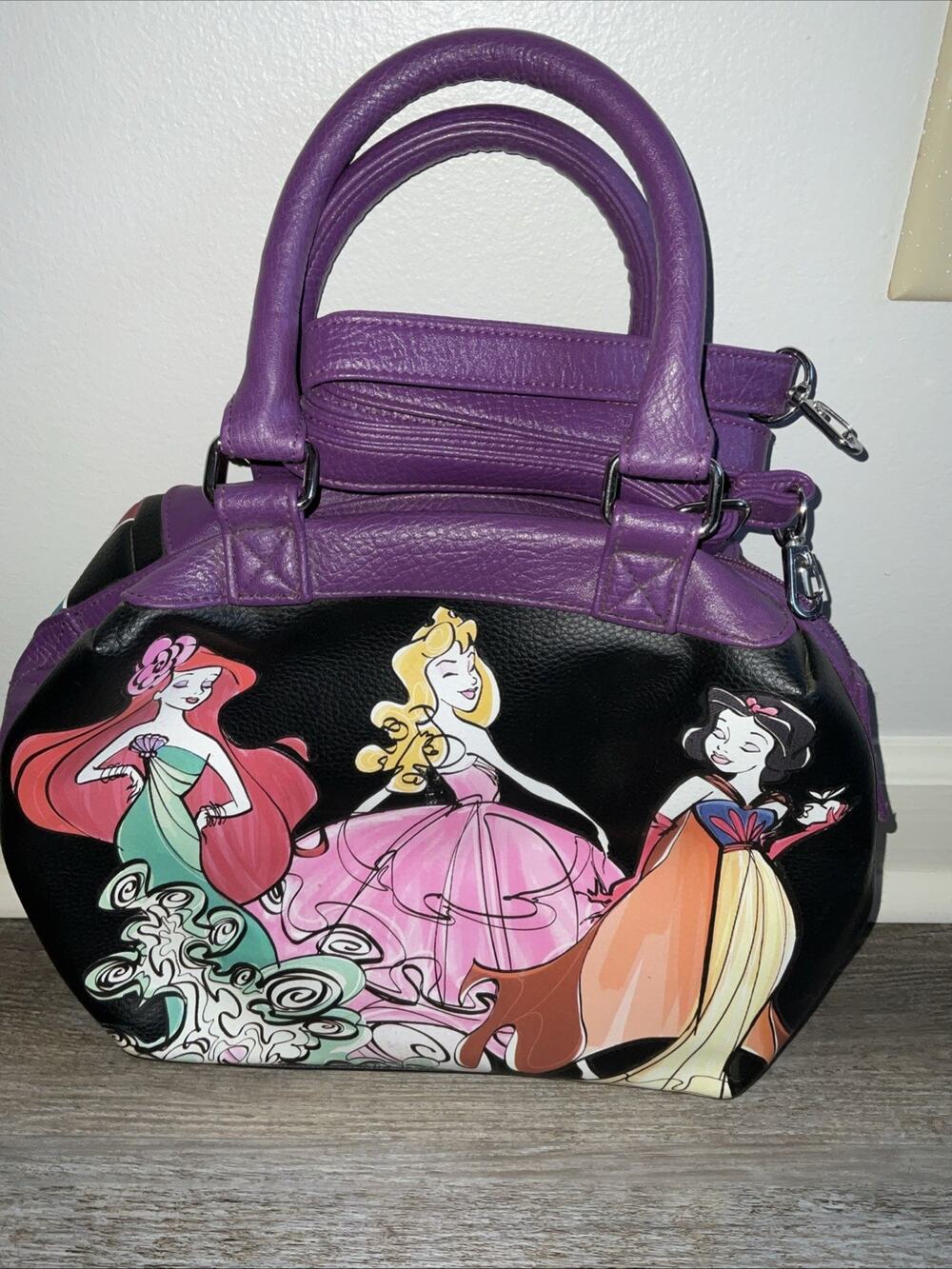 Disney Parks Princess Purple Purse Handbag Ariel Aurora Snow White